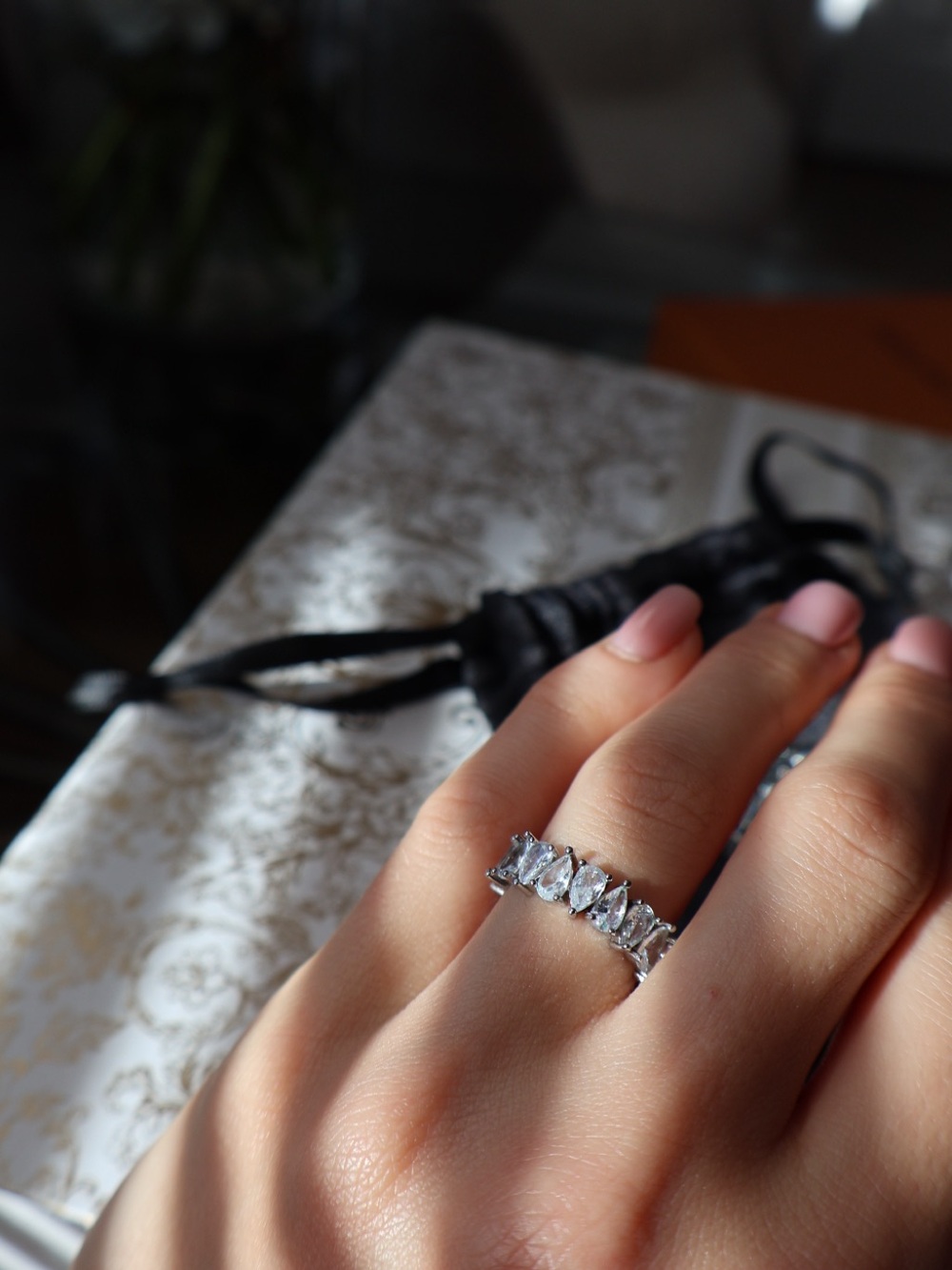 Clear Crystal Eternity Ring | Marquise Stone Band